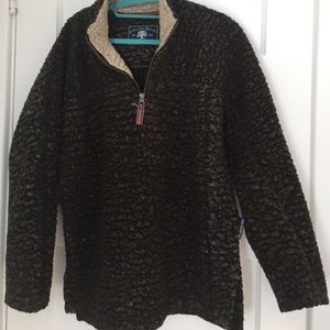 live oak fluffy pullover black fleece size medium